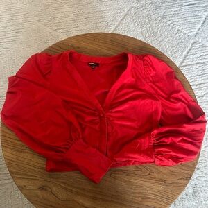 Aritzia Red Puff Sleeve Blouse